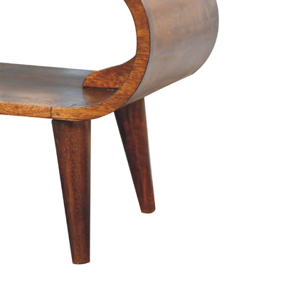 Table basse nordique aux bords arrondis en manguier massif – Châtaigne – vue 8