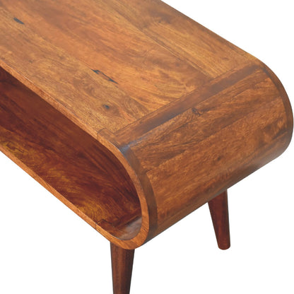 Table basse nordique aux bords arrondis en manguier massif – Châtaigne – vue 9