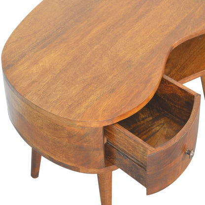 Table basse ondulée à tiroir et niche en manguier massif – Châtaigne – vue 5
