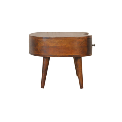 Table basse ondulée à tiroir et niche en manguier massif – Châtaigne – vue 8