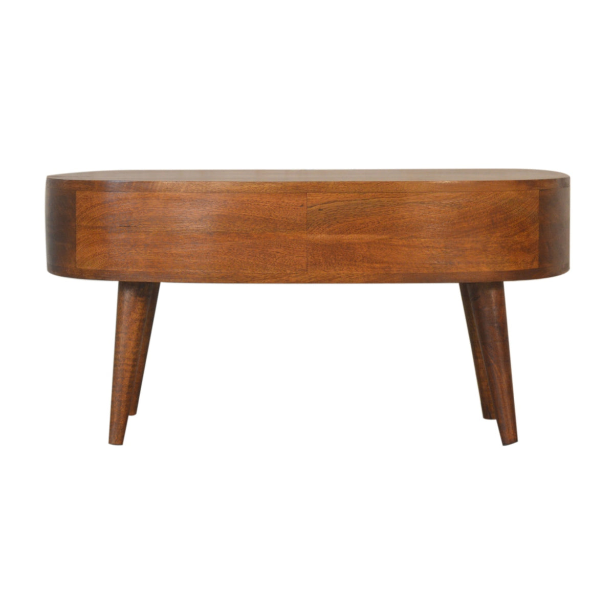 Table basse ondulée à tiroir et niche en manguier massif – Châtaigne – vue 9