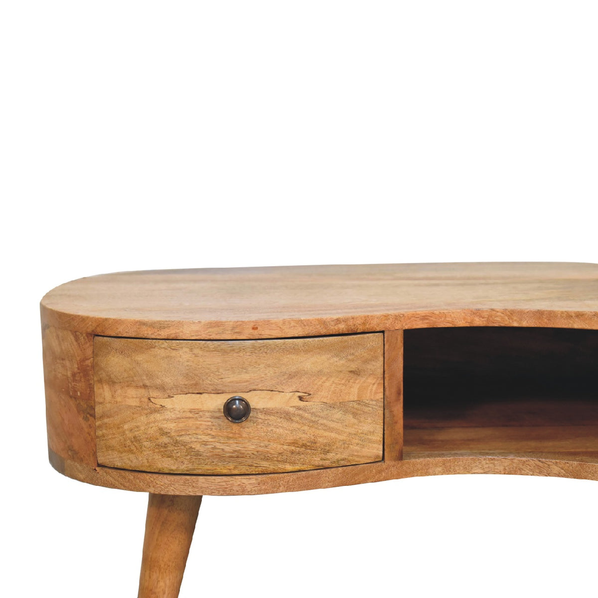 Table basse ondulée à tiroir et niche en manguier massif – Naturel – vue 5