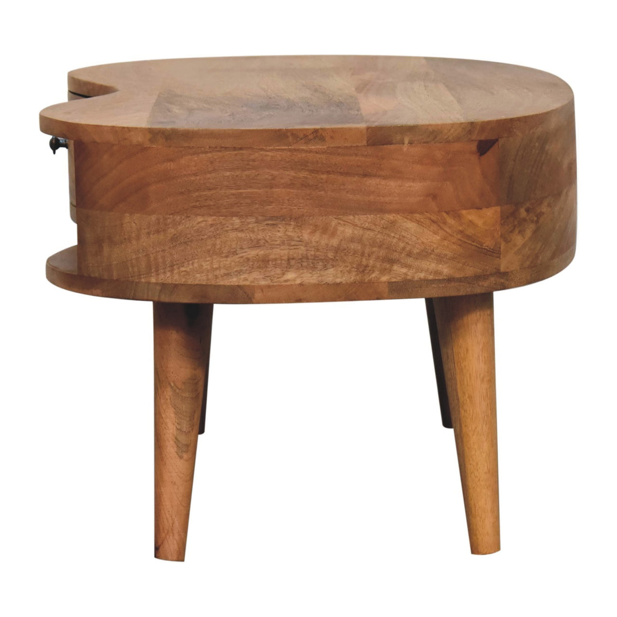 Table basse ondulée à tiroir et niche en manguier massif – Naturel – vue 9
