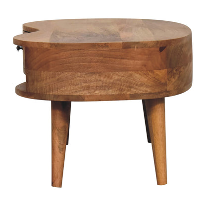 Table basse ondulée à tiroir et niche en manguier massif – Naturel – vue 9