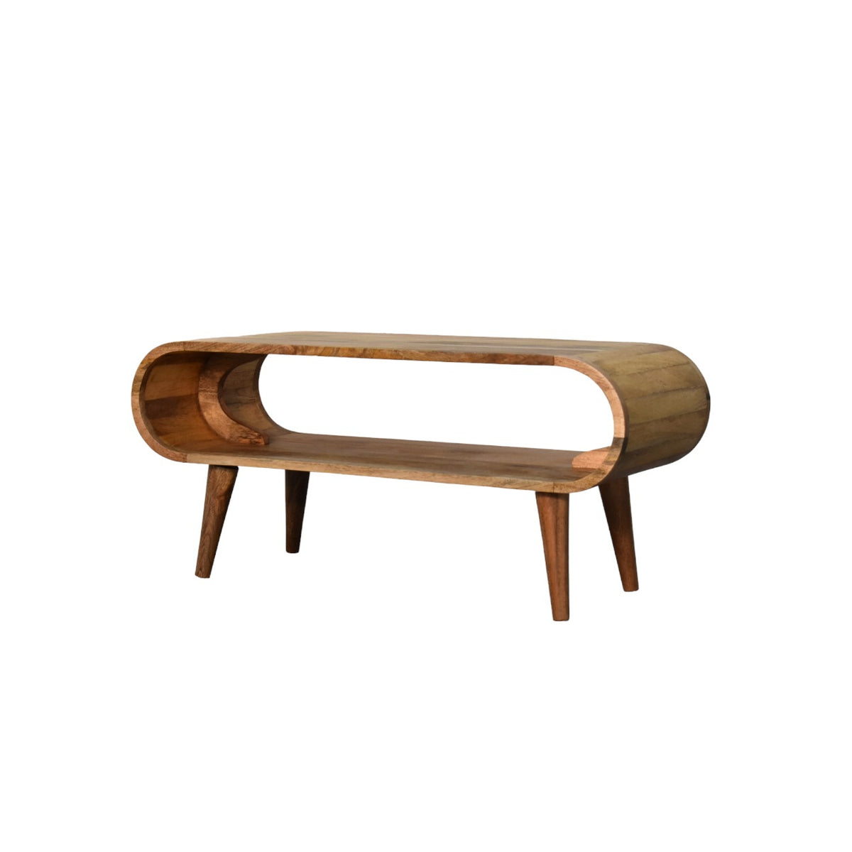 Table basse ouverte pieds nordiques en manguier massif – Naturel – vue 2