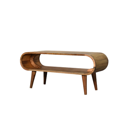 Table basse ouverte pieds nordiques en manguier massif – Naturel – vue 2