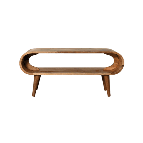 Table basse ouverte pieds nordiques en manguier massif – Naturel – vue 9