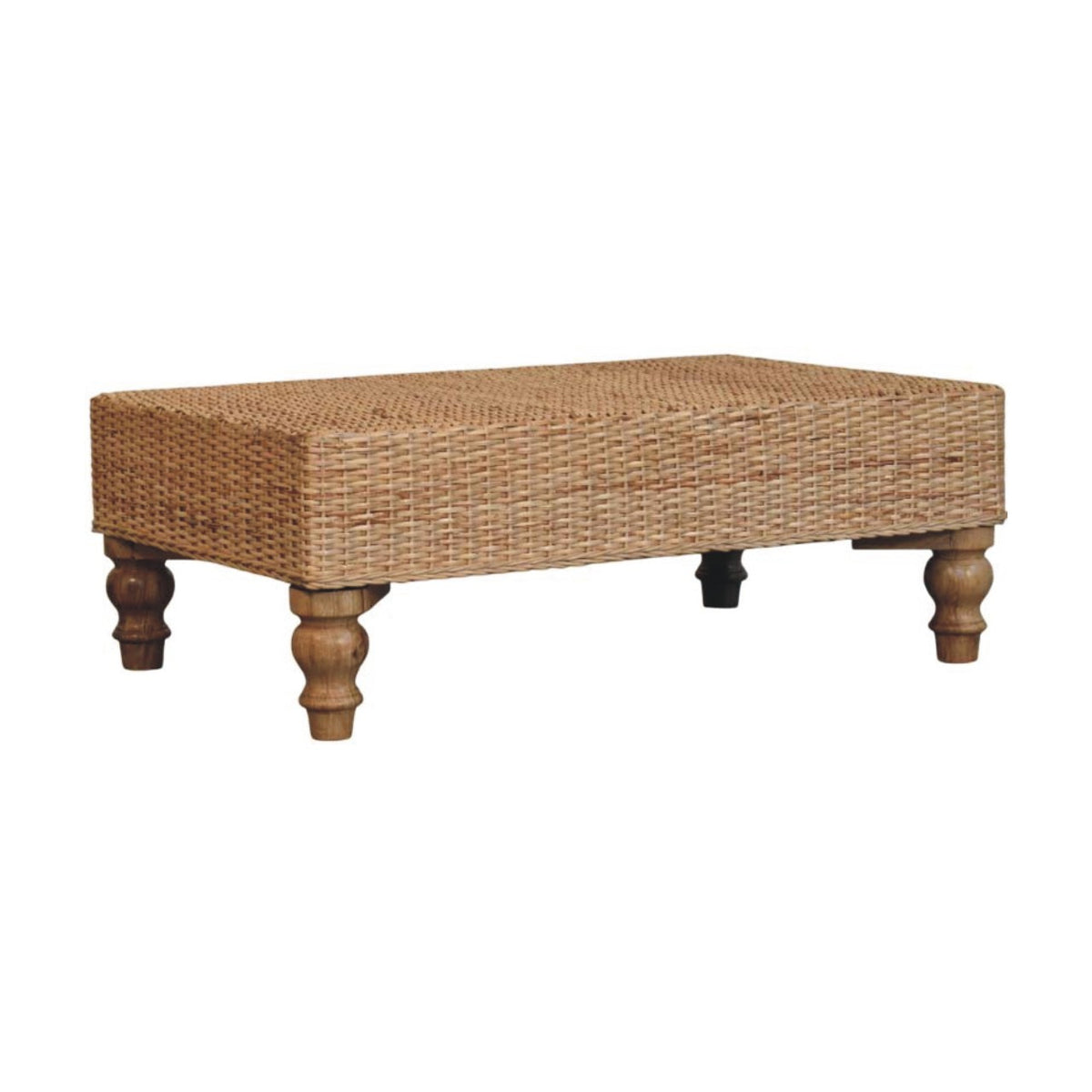 Table basse plateau tressé à pieds tournés – vue 2