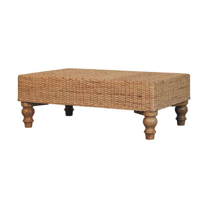 Table basse plateau tressé à pieds tournés – vue 3