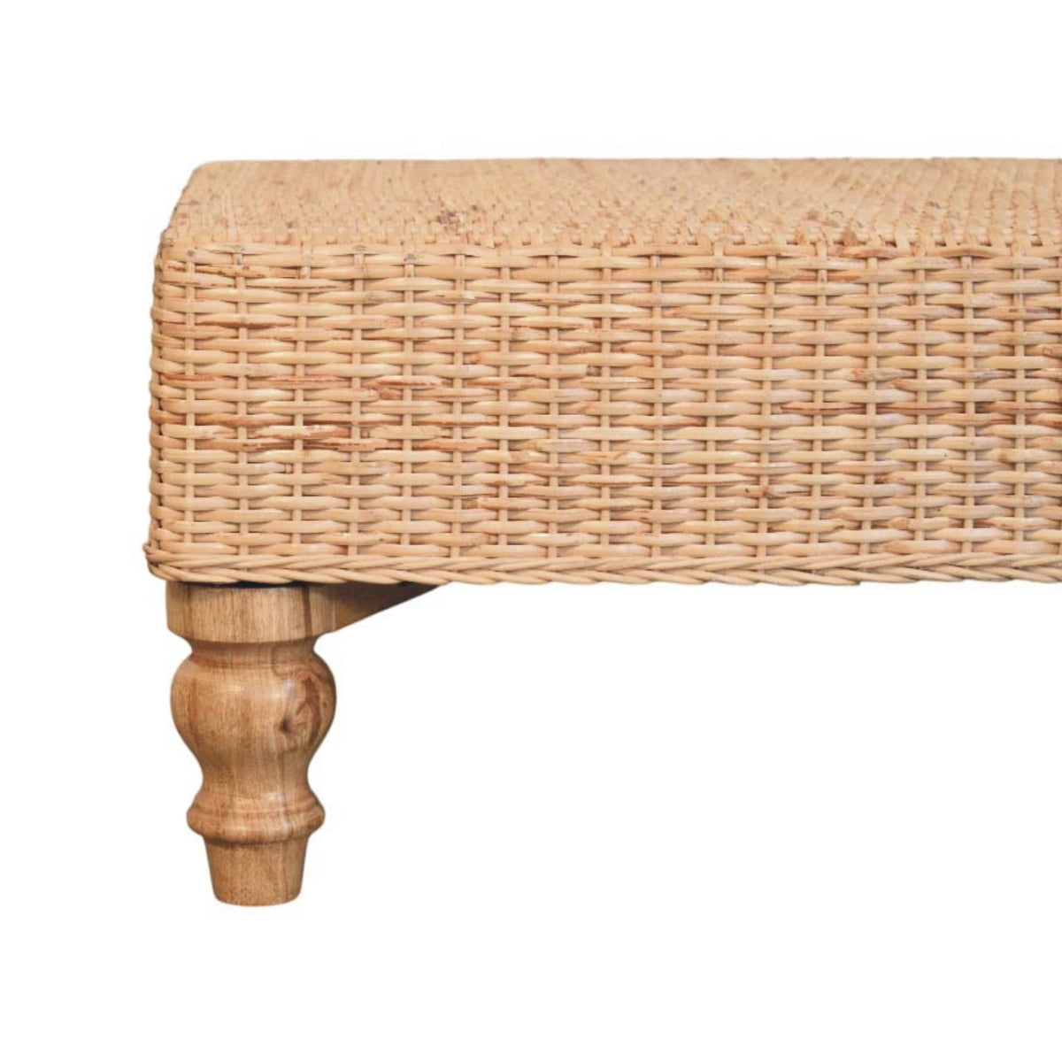 Table basse plateau tressé à pieds tournés – vue 4