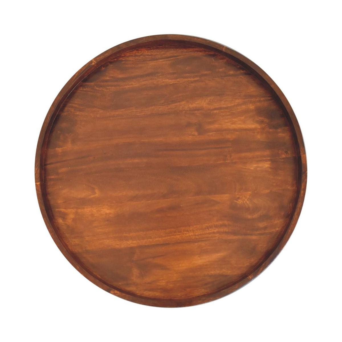 Table basse ronde pieds cylindriques en manguier massif – Châtaigne – vue 7