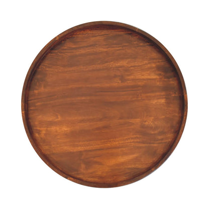 Table basse ronde pieds cylindriques en manguier massif – Châtaigne – vue 7
