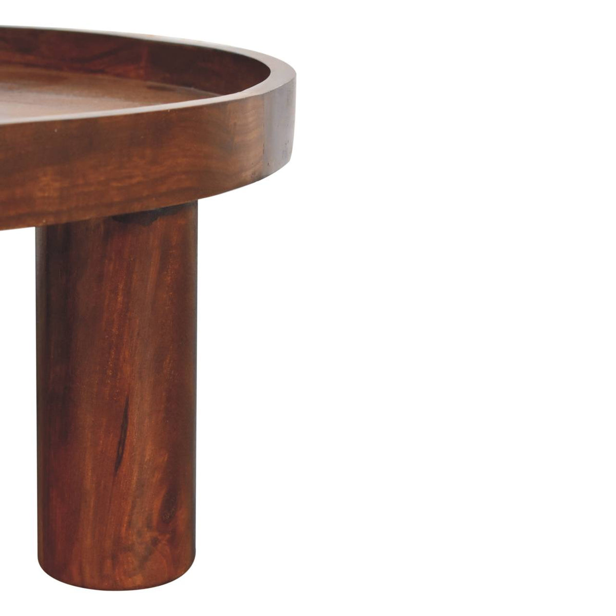 Table basse ronde pieds cylindriques en manguier massif – Châtaigne – vue 9