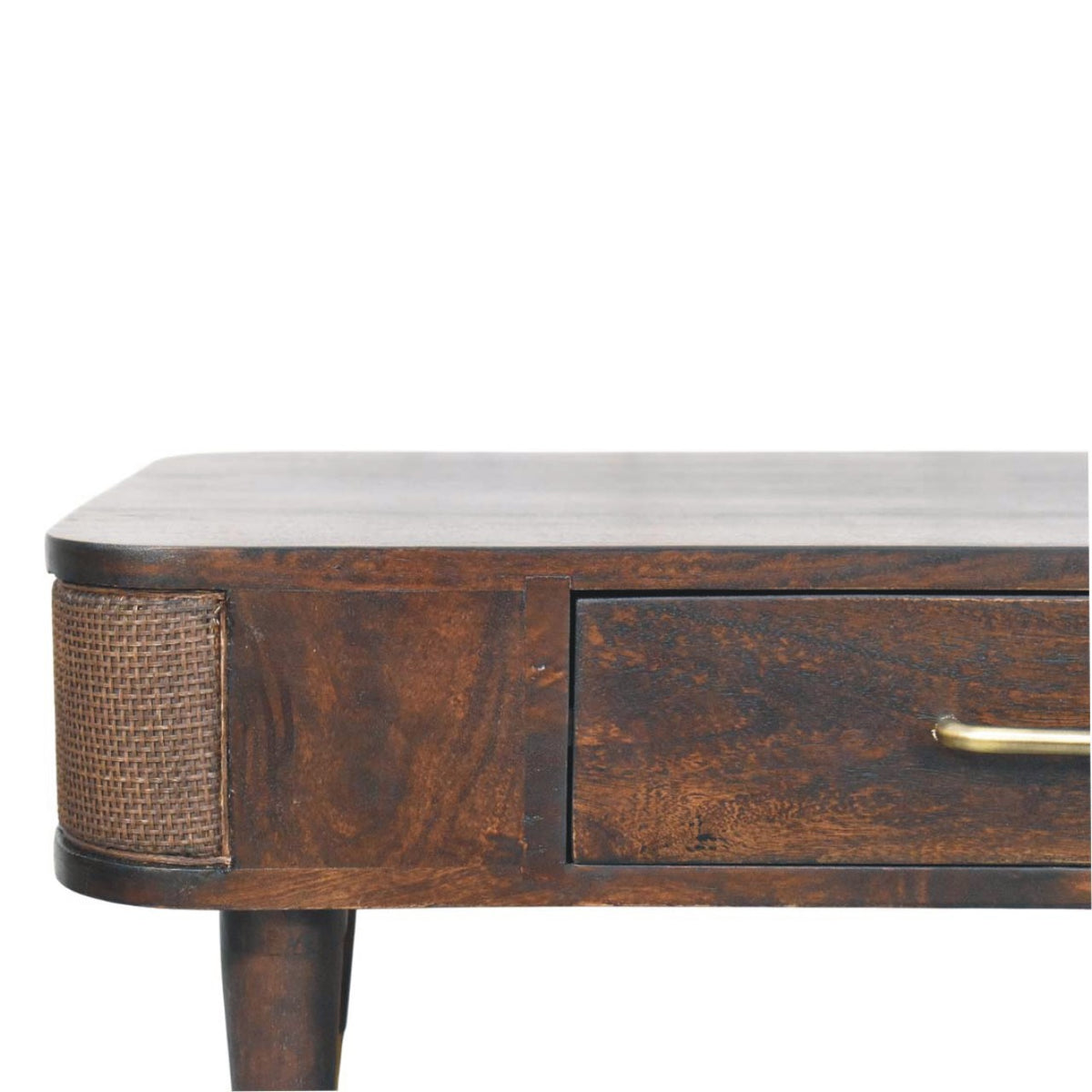 Table basse rotin et tiroir central en manguier massif – Moka – vue 5