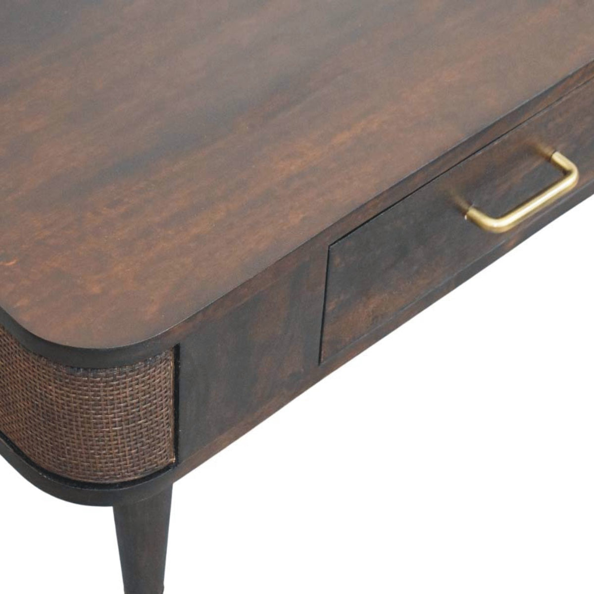 Table basse rotin et tiroir central en manguier massif – Moka – vue 6