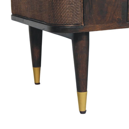 Table basse rotin et tiroir central en manguier massif – Moka – vue 8