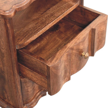 Table de chevet 2 tiroirs et niche en manguier massif – Amande grillée – vue 6