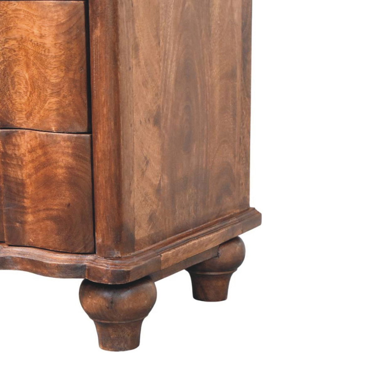 Table de chevet 2 tiroirs et niche en manguier massif – Amande grillée – vue 7