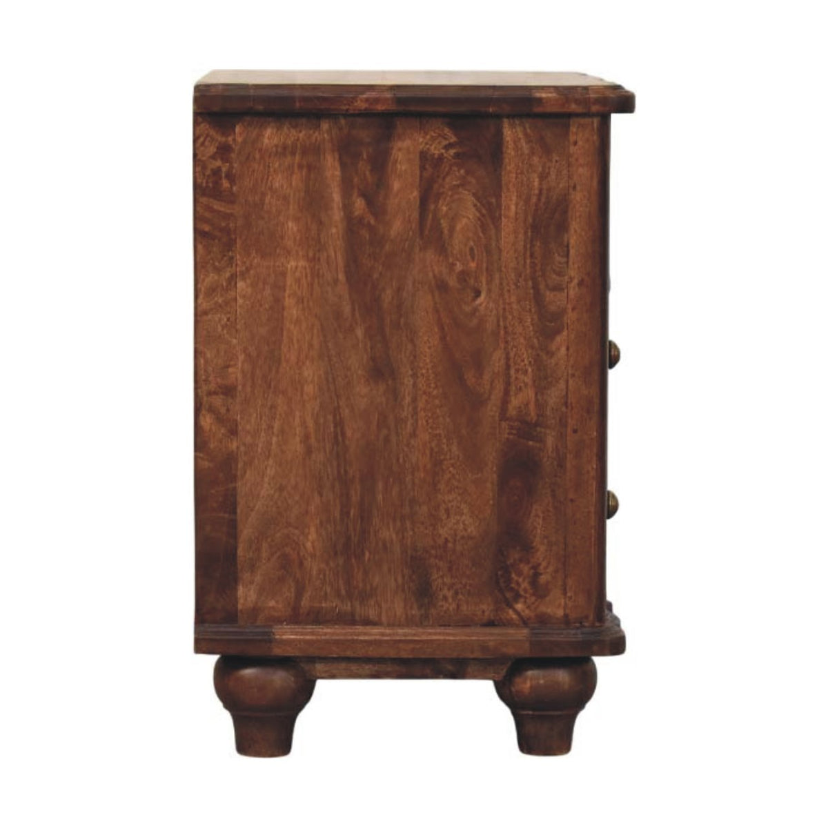 Table de chevet 2 tiroirs et niche en manguier massif – Amande grillée – vue 8