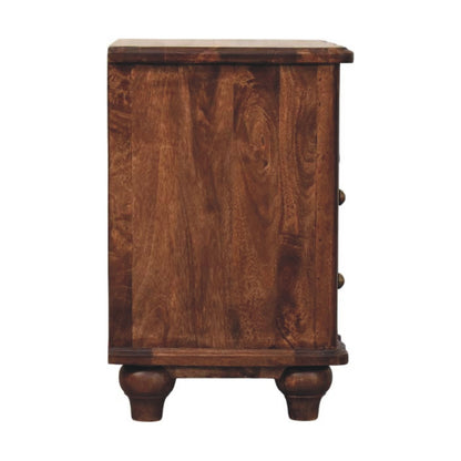 Table de chevet 2 tiroirs et niche en manguier massif – Amande grillée – vue 8