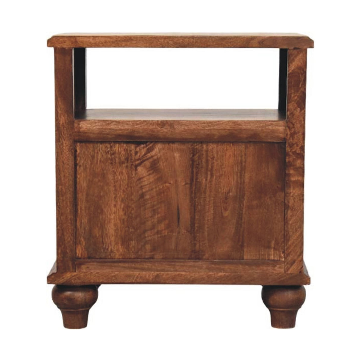 Table de chevet 2 tiroirs et niche en manguier massif – Amande grillée – vue 9