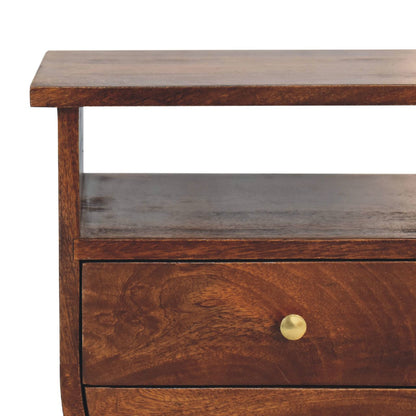 Table de chevet 2 tiroirs et niche en manguier massif – Châtaigne – vue 4
