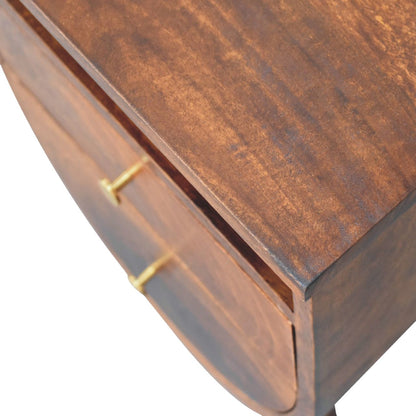 Table de chevet 2 tiroirs et niche en manguier massif – Châtaigne – vue 5