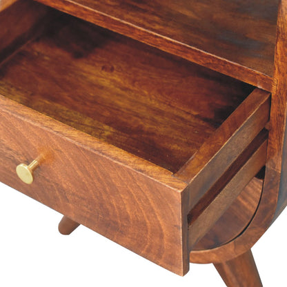 Table de chevet 2 tiroirs et niche en manguier massif – Châtaigne – vue 6