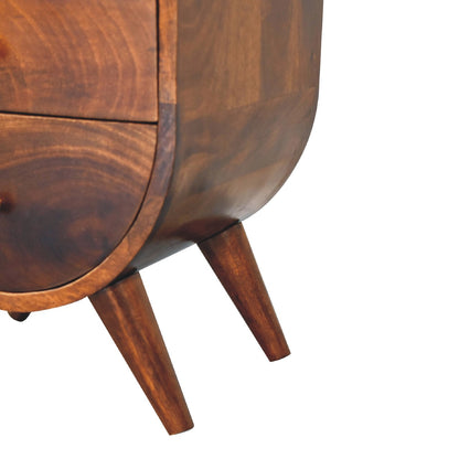 Table de chevet 2 tiroirs et niche en manguier massif – Châtaigne – vue 7