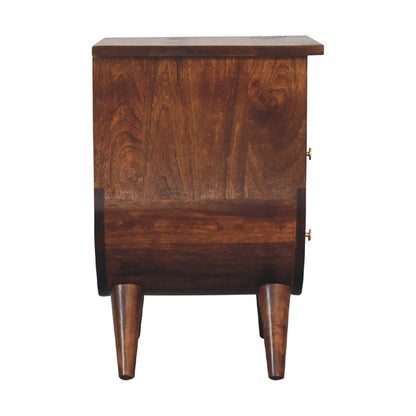 Table de chevet 2 tiroirs et niche en manguier massif – Châtaigne – vue 8