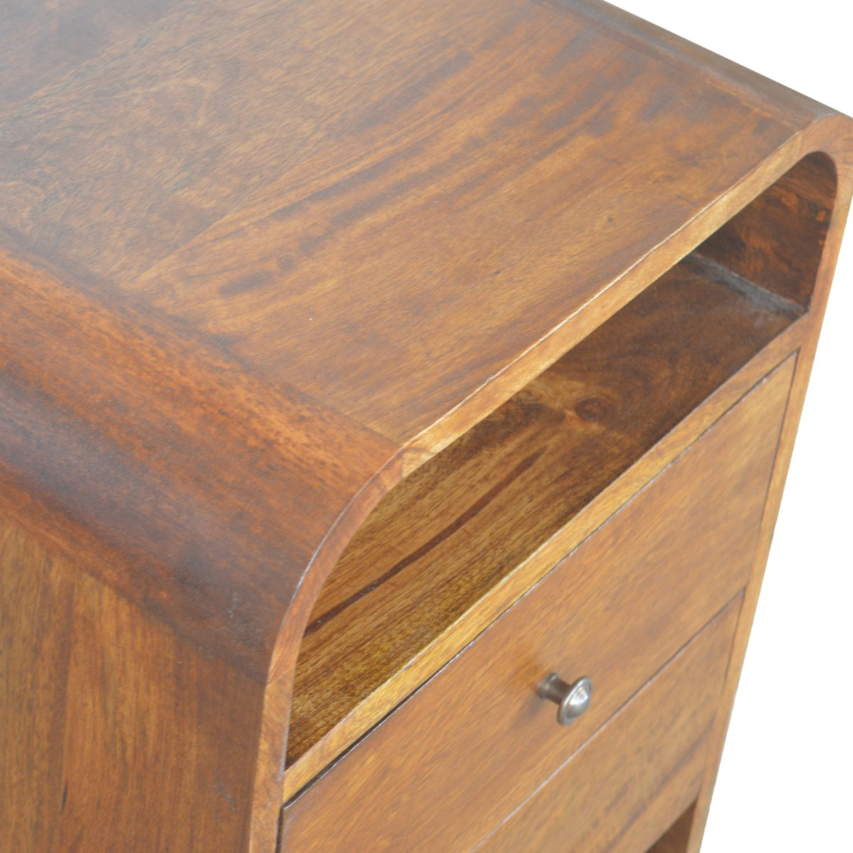Table de chevet à 2 tiroirs et 2 niches en manguier massif – Châtaigne – vue 3
