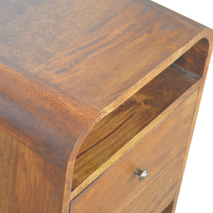 Table de chevet à 2 tiroirs et 2 niches en manguier massif – Châtaigne – vue 3