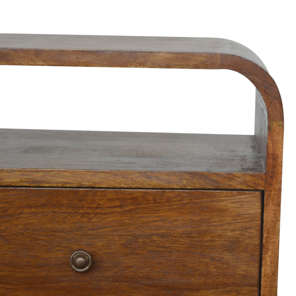 Table de chevet à 2 tiroirs et 2 niches en manguier massif – Châtaigne – vue 4