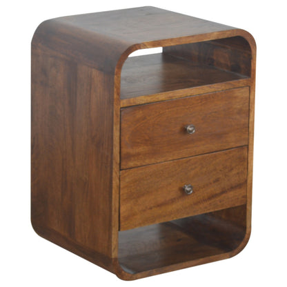 Table de chevet à 2 tiroirs et 2 niches en manguier massif – Châtaigne – vue 7
