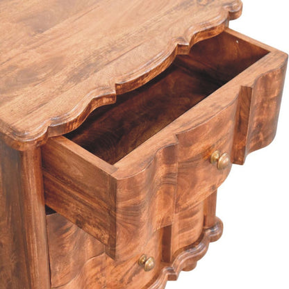Table de chevet à 3 tiroirs en manguier massif – Amande grillée – vue 6