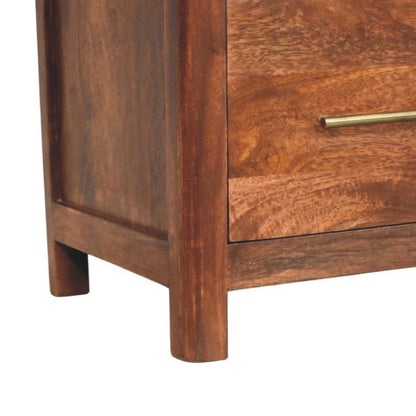 Table de chevet à arche ajourée en manguier massif – Amande grillée – vue 7