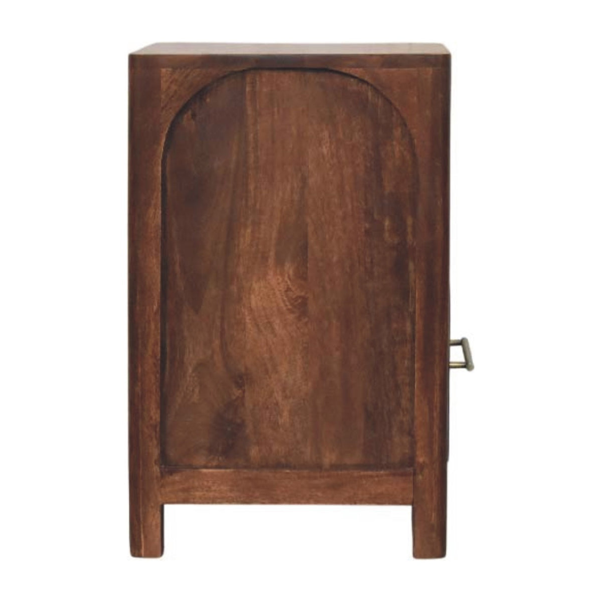Table de chevet à arche ajourée en manguier massif – Amande grillée – vue 8