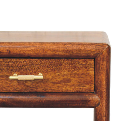 Table de chevet à étagère basse en manguier massif – Châtaigne – vue 4