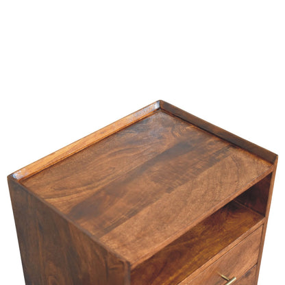 Table de chevet à étagère et 2 tiroirs en manguier massif – Châtaigne – vue 5