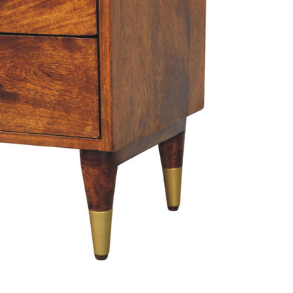 Table de chevet à étagère et 2 tiroirs en manguier massif – Châtaigne – vue 7