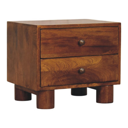 Table de chevet à pieds cylindriques en manguier massif – Châtaigne – vue 3