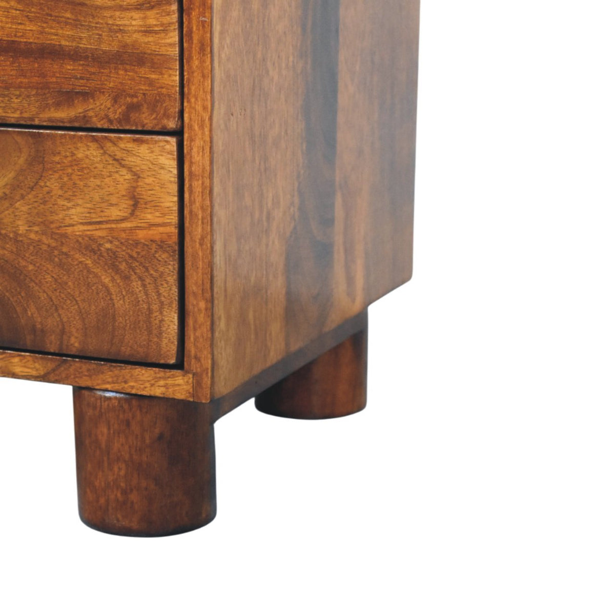 Table de chevet à pieds cylindriques en manguier massif – Châtaigne – vue 6