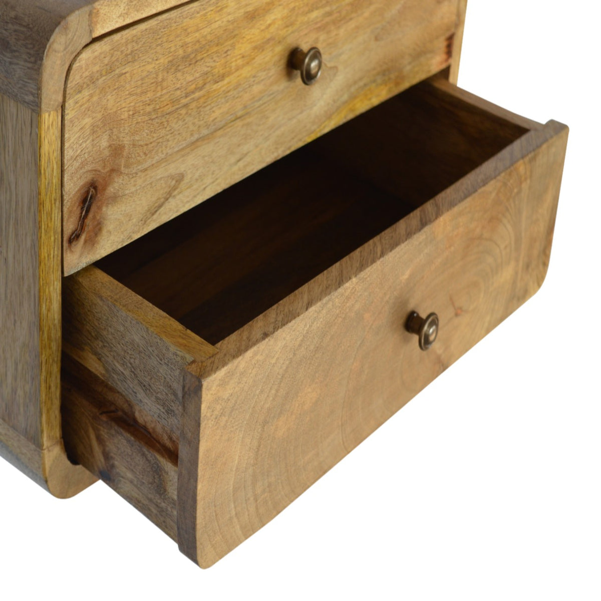 Table de chevet à suspendre 2 tiroirs en manguier massif – Naturel – vue 5