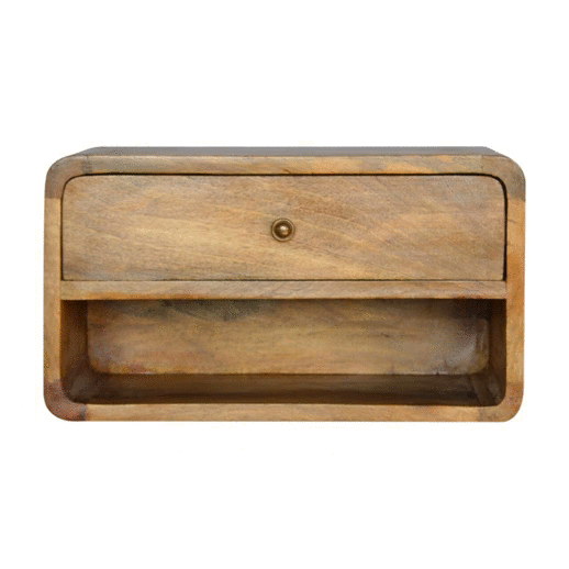 Table de chevet à suspendre à niche en manguier massif – Naturel – vue 8