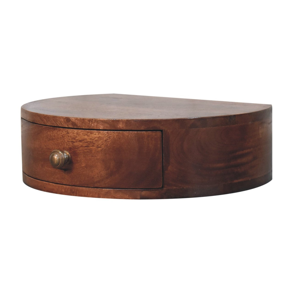 Table de chevet à suspendre arrondie en manguier massif – Caramel miel – vue 2