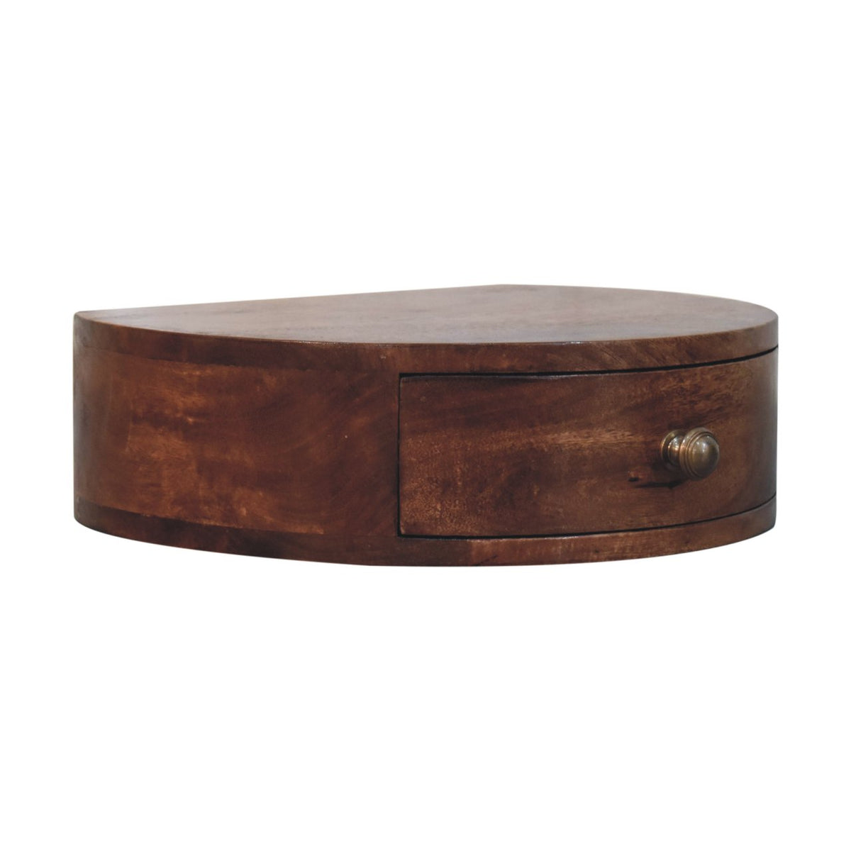 Table de chevet à suspendre arrondie en manguier massif – Caramel miel – vue 3