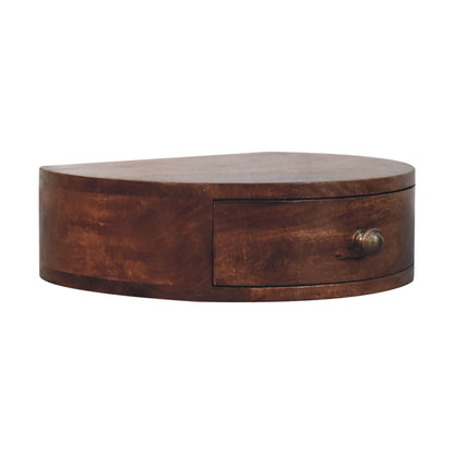 Table de chevet à suspendre arrondie en manguier massif – Caramel miel – vue 3