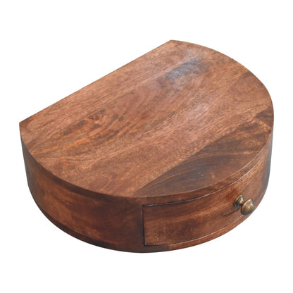 Table de chevet à suspendre arrondie en manguier massif – Caramel miel – vue 5