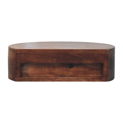 Table de chevet à suspendre arrondie en manguier massif – Caramel miel – vue 8