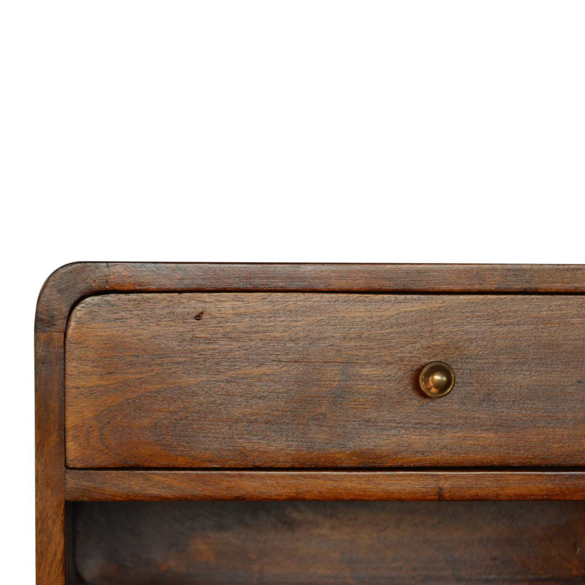 Table de chevet à suspendre arrondie en manguier massif – Châtaigne – vue 4